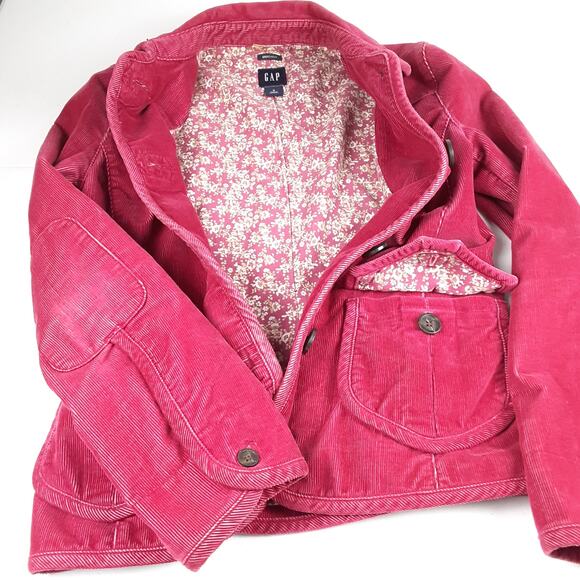 Gap Y2K Pink Corduroy Jacket Blazer Flap Pockets Lined Size 0 XS - Picture 4 of 5